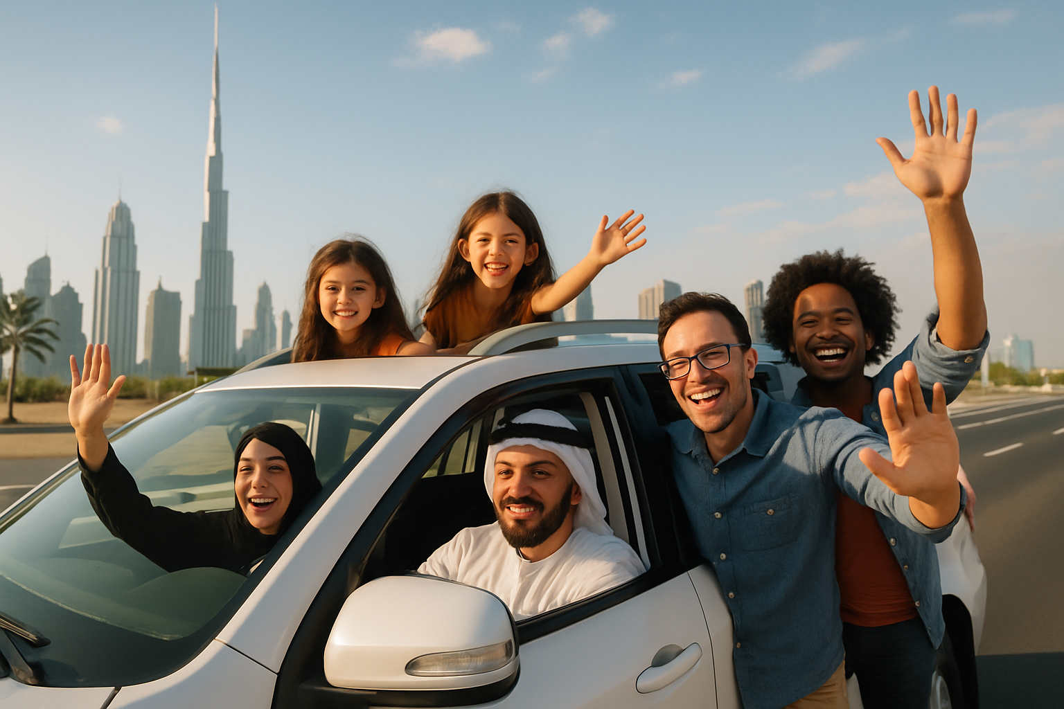 Family and group road travel in Dubai