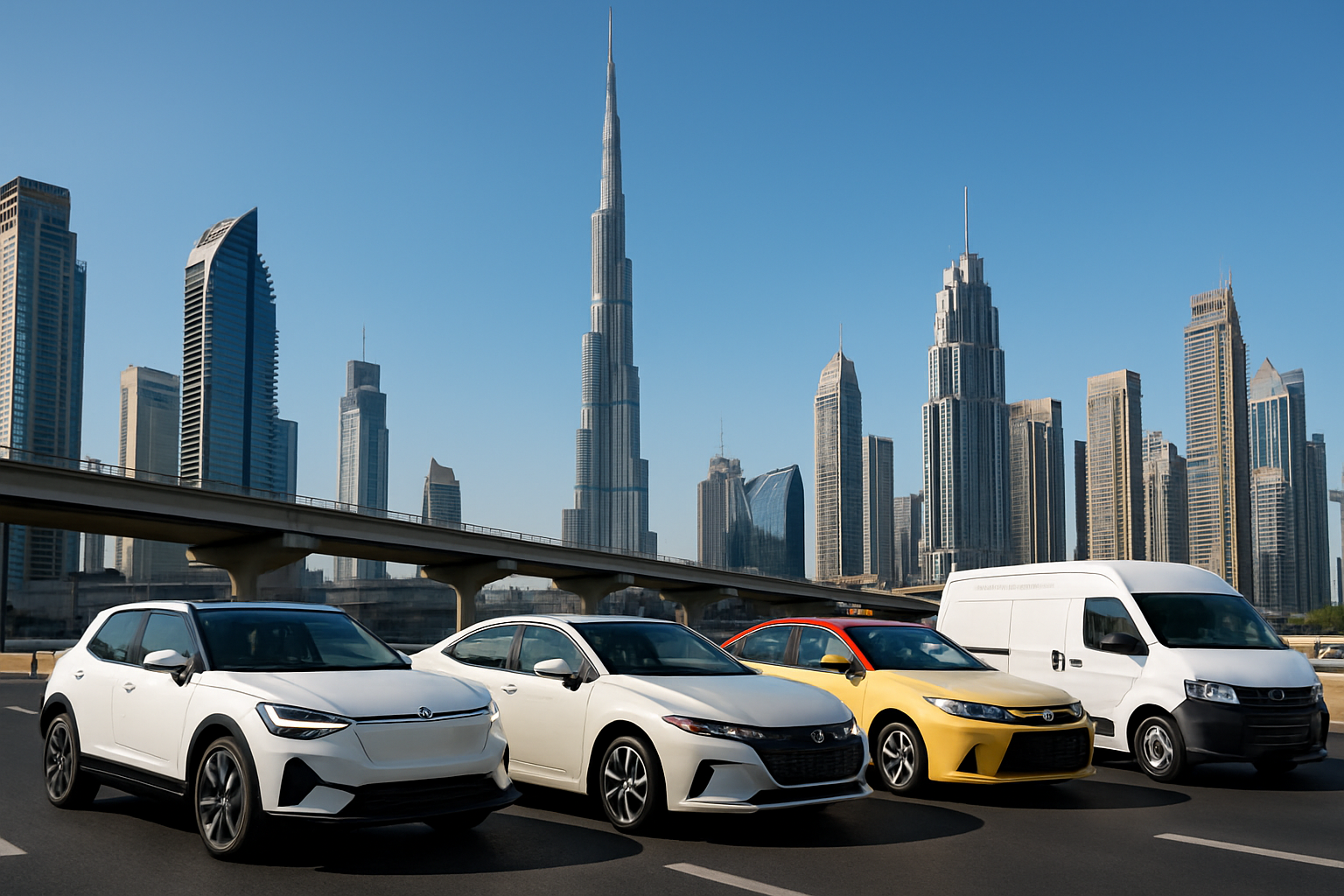 Modern road travel vehicles in Dubai